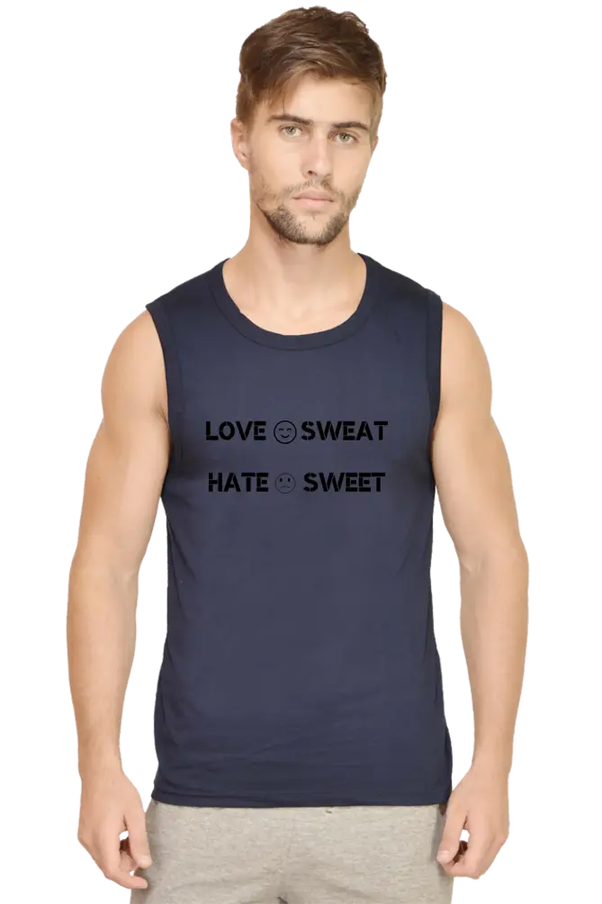 Love Sweat Men Navy Blue Cotton Vest