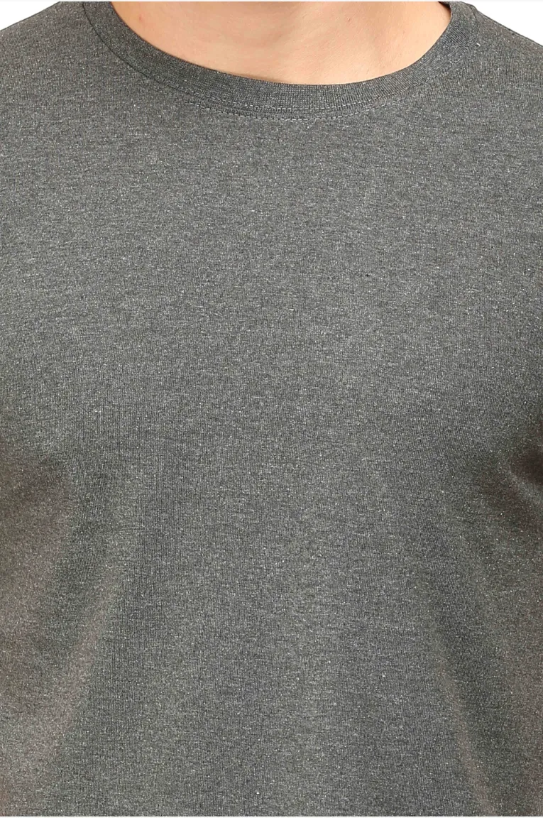 Combed Cotton Fabric Material Of Charcoal Melange T-shirt