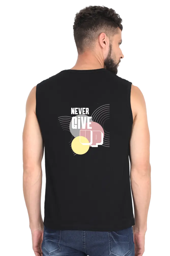 Never Give Up Black Men Sleeveless Vest