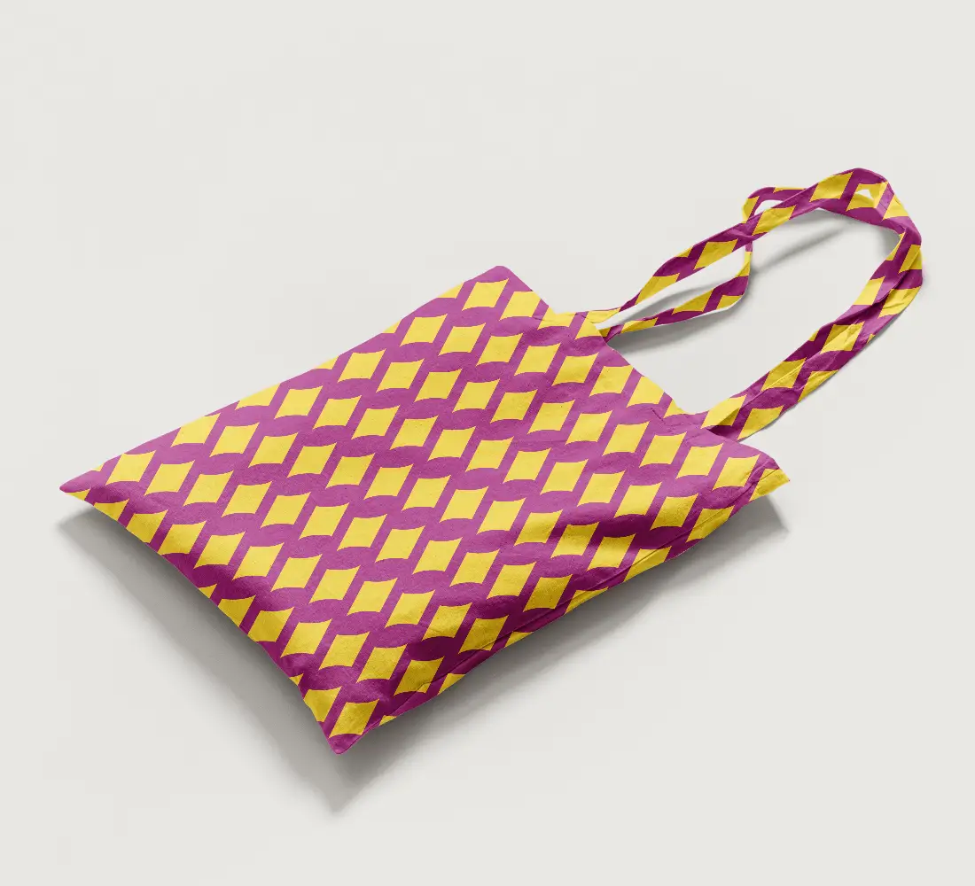 Peach Yellow Canvas Fabric Tote Bag - Image 2