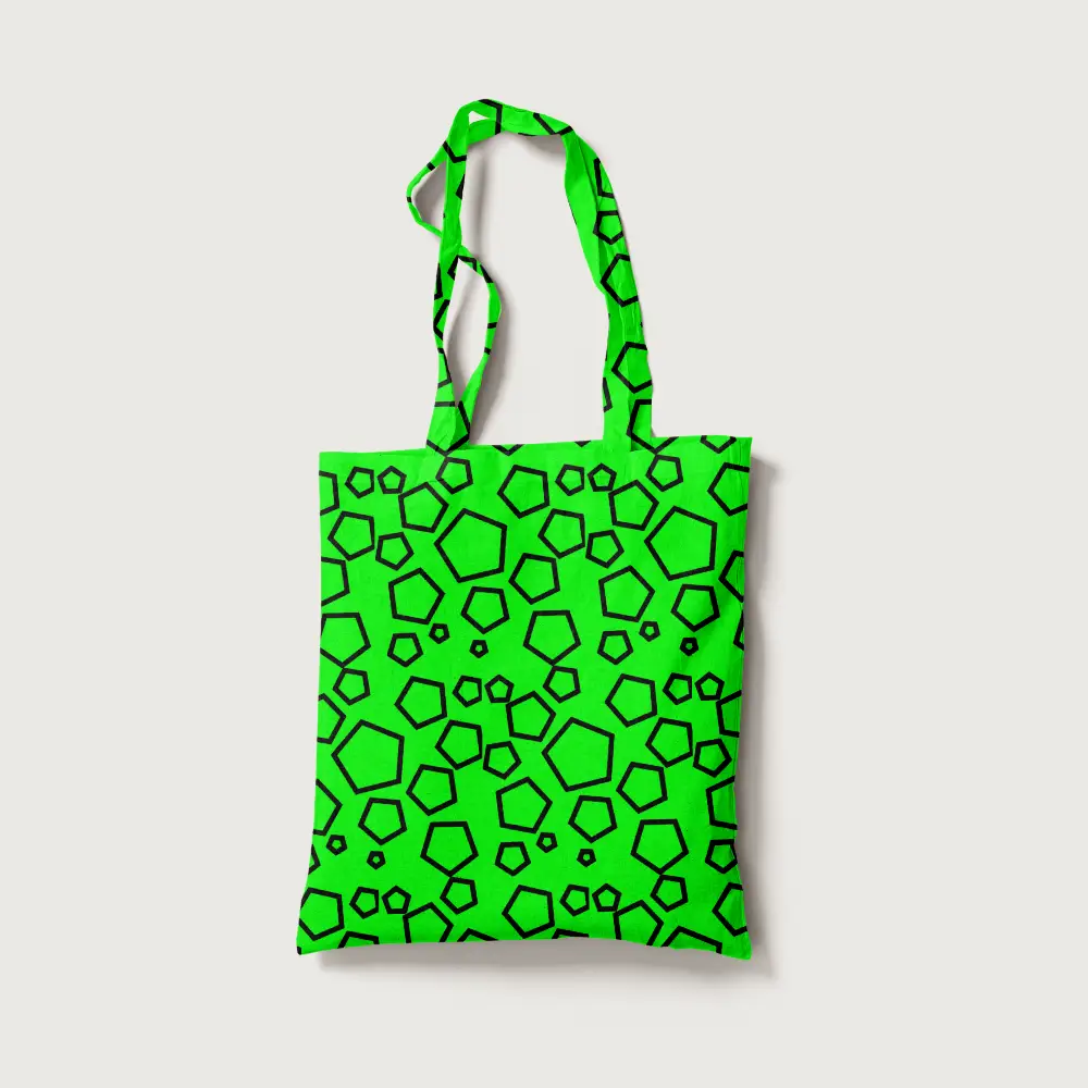 Pentagon Geometric Mint Black Canvas Fabric Tote Bag