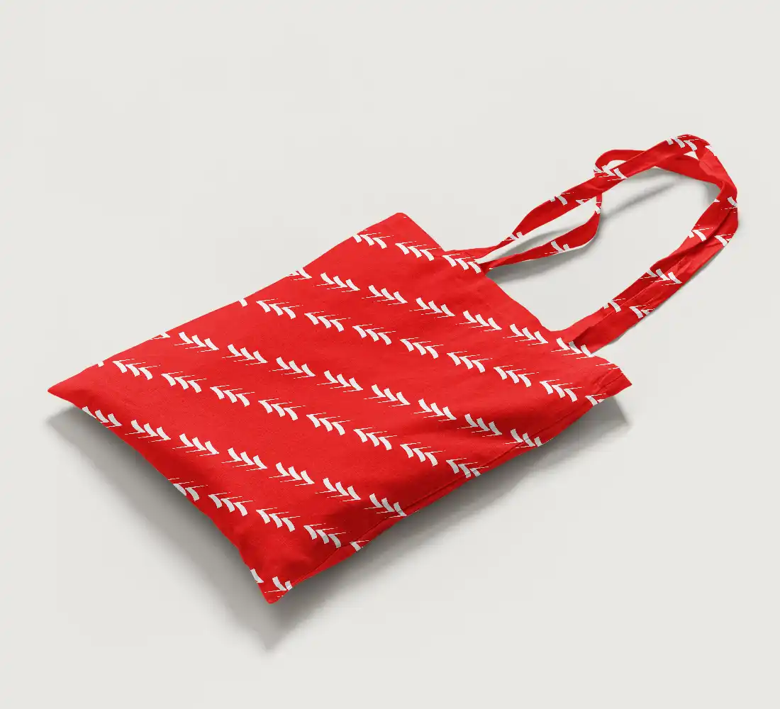 Arrows White Canvas Fabric Tote Bag - Image 2