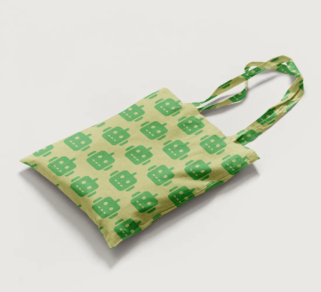 Robot Prints Canvas Fabric Tote Bag - Image 2