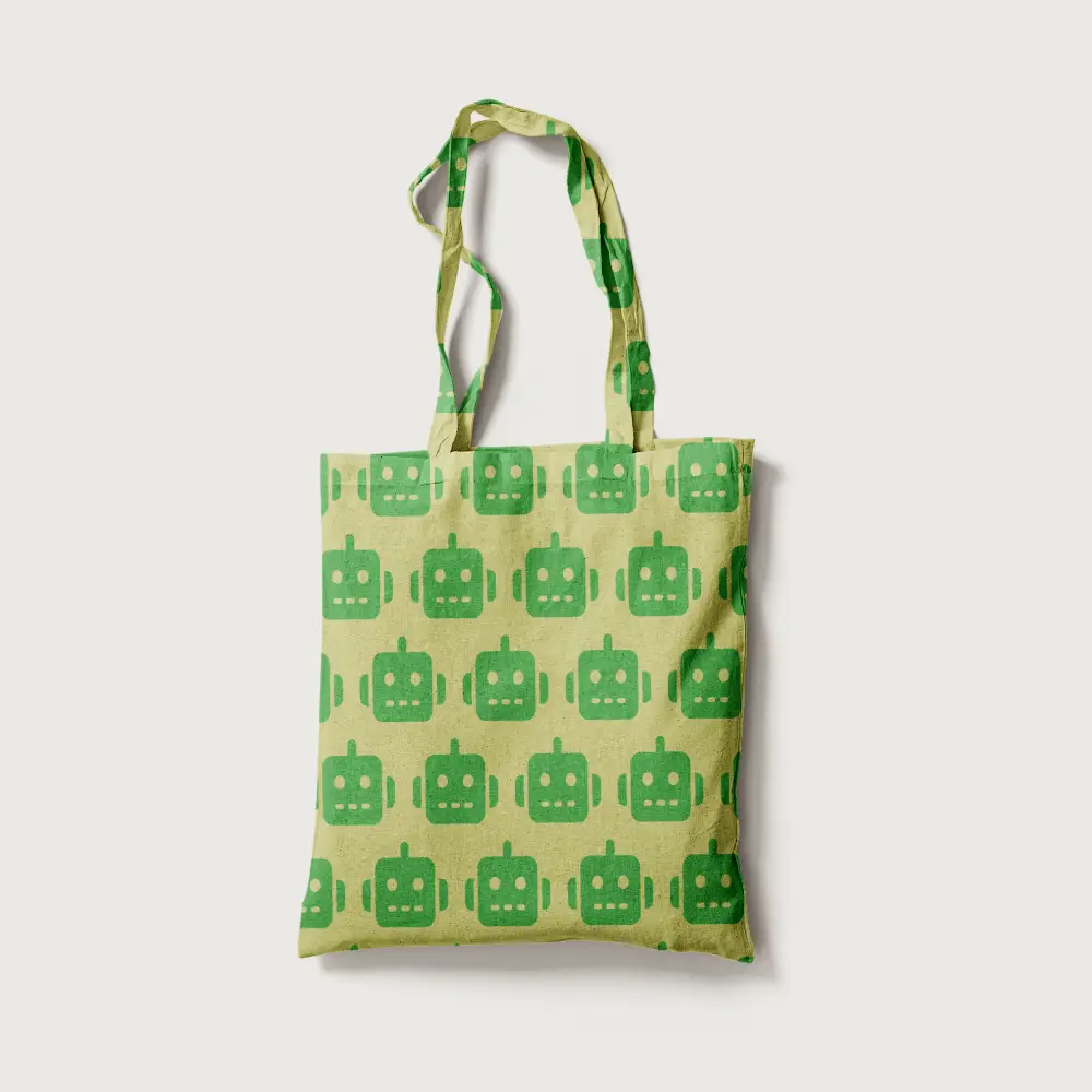 Robot Prints Canvas Fabric Tote Bag