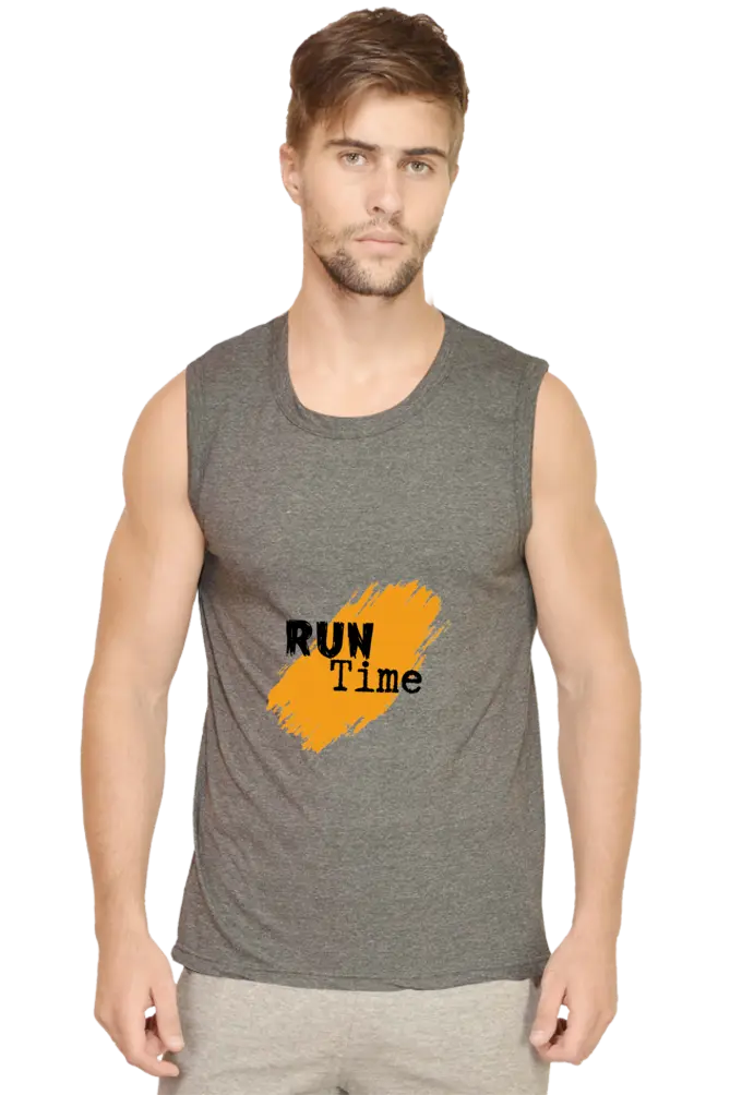 Run Time Men Cotton Charcoal Vest