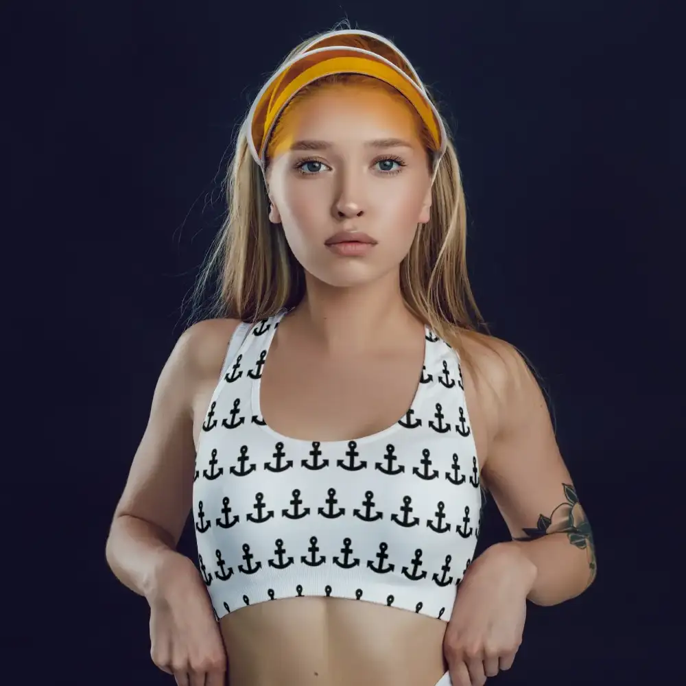 Anchor Printed Pullover Sports Bra