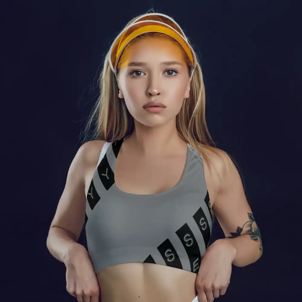 Black Sexy Typographic Polyester Sports Bra