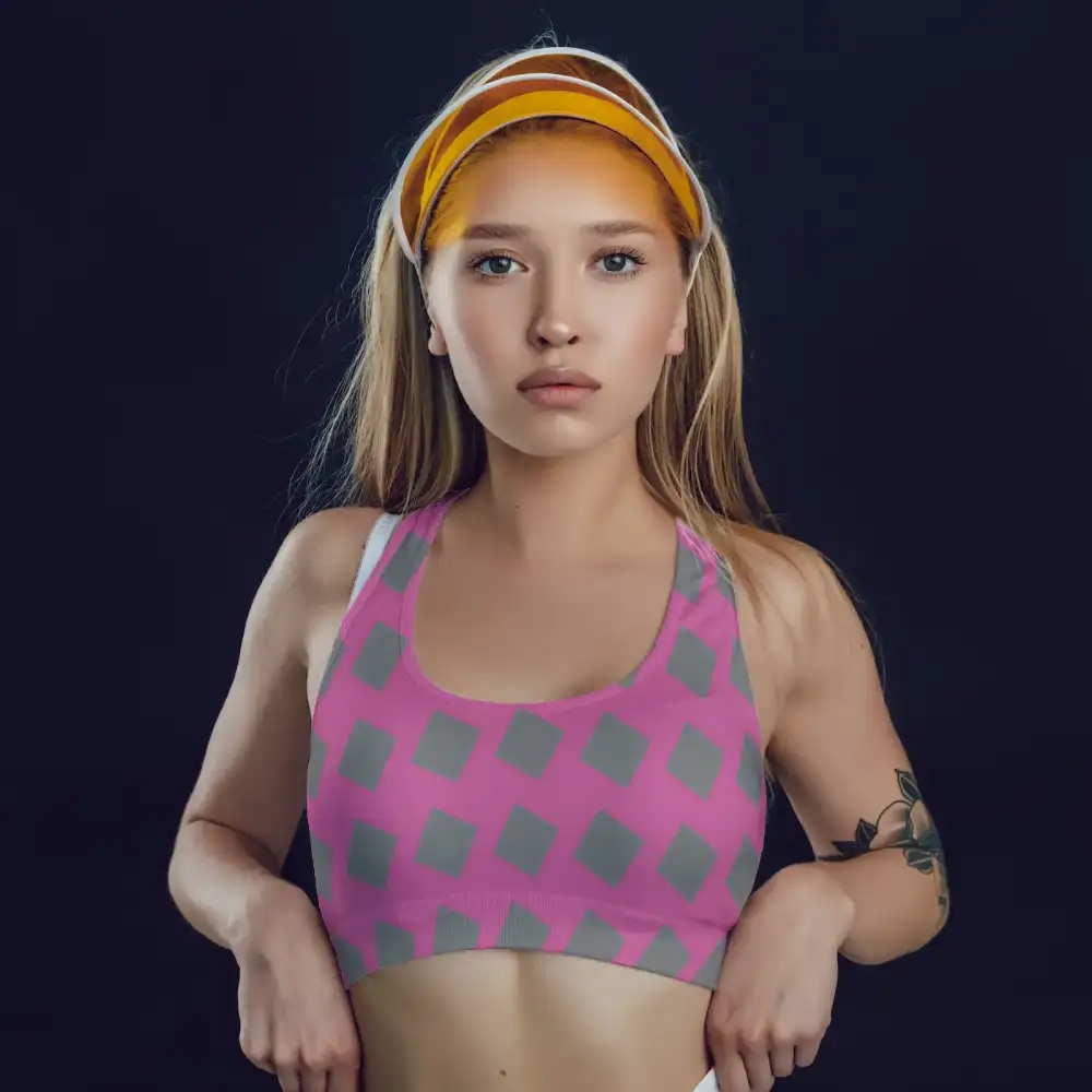 Squares Printed Sports Bra