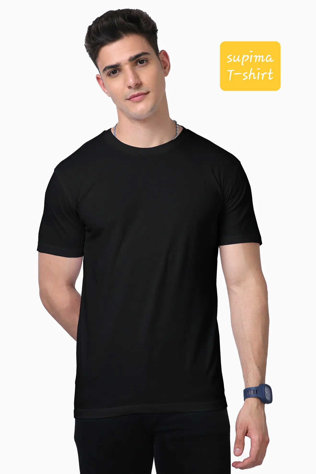 Unisex Supima T-shirt Black - Image 6