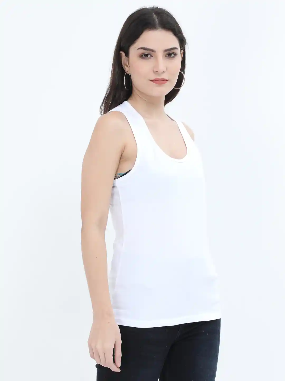 Women Cotton Tank Top White - Image 3