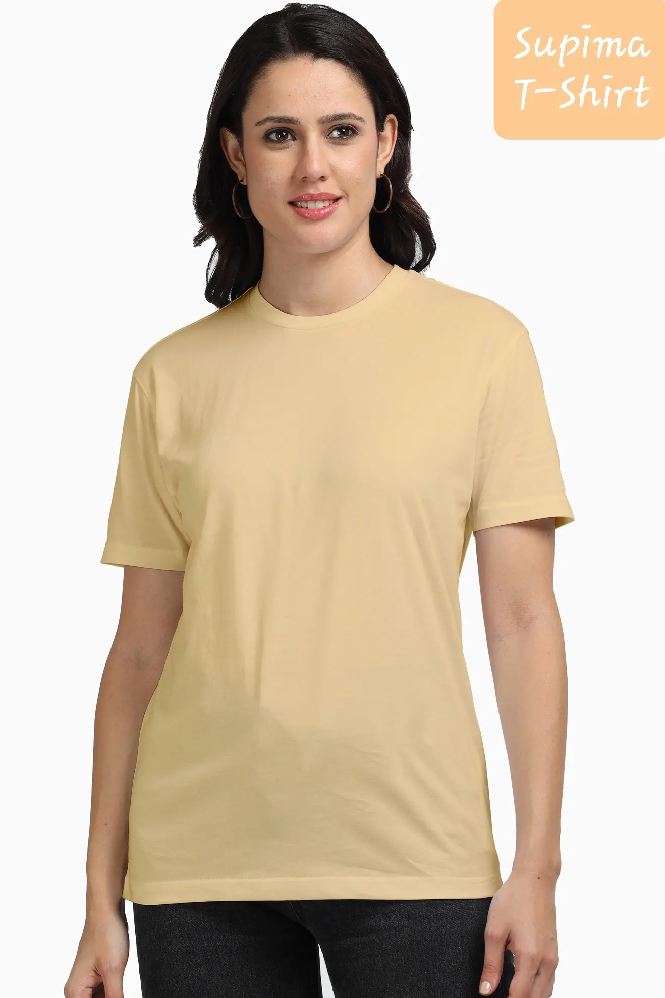 Unisex Supima T-shirt Beige - Image 4