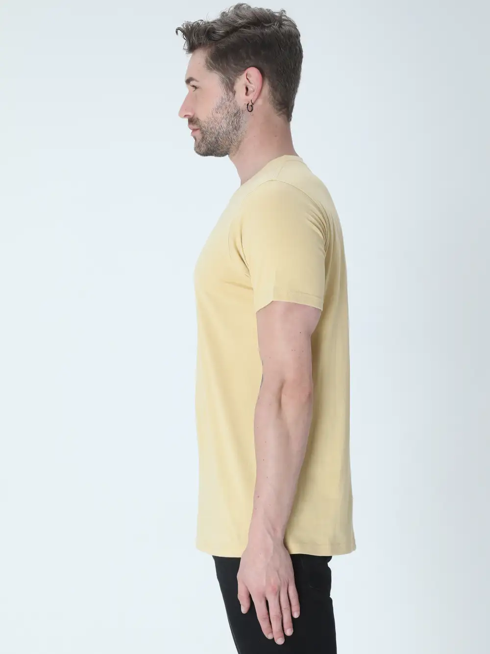 Butter Yellow Plain Men T-shirt - Image 2