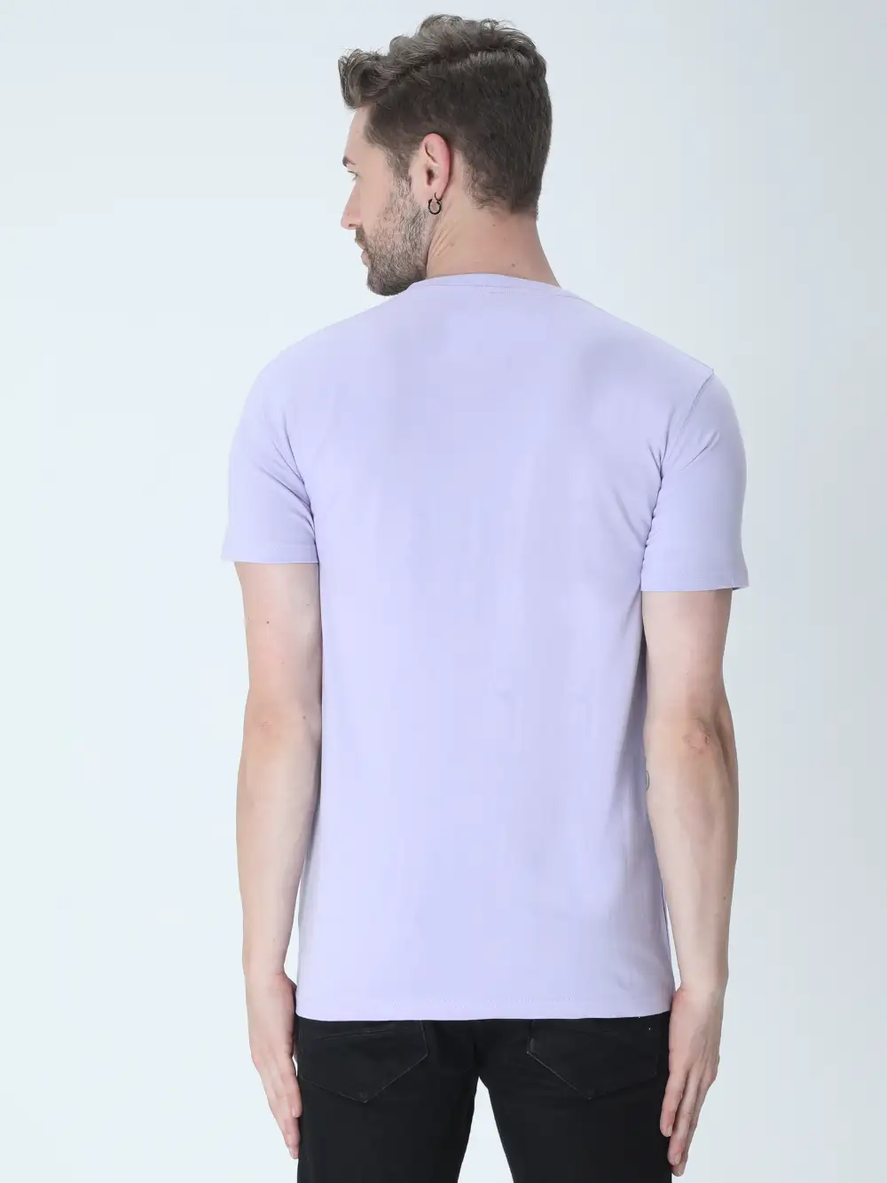 Lavender Plain Mens Cotton T-shirt  - Image 2