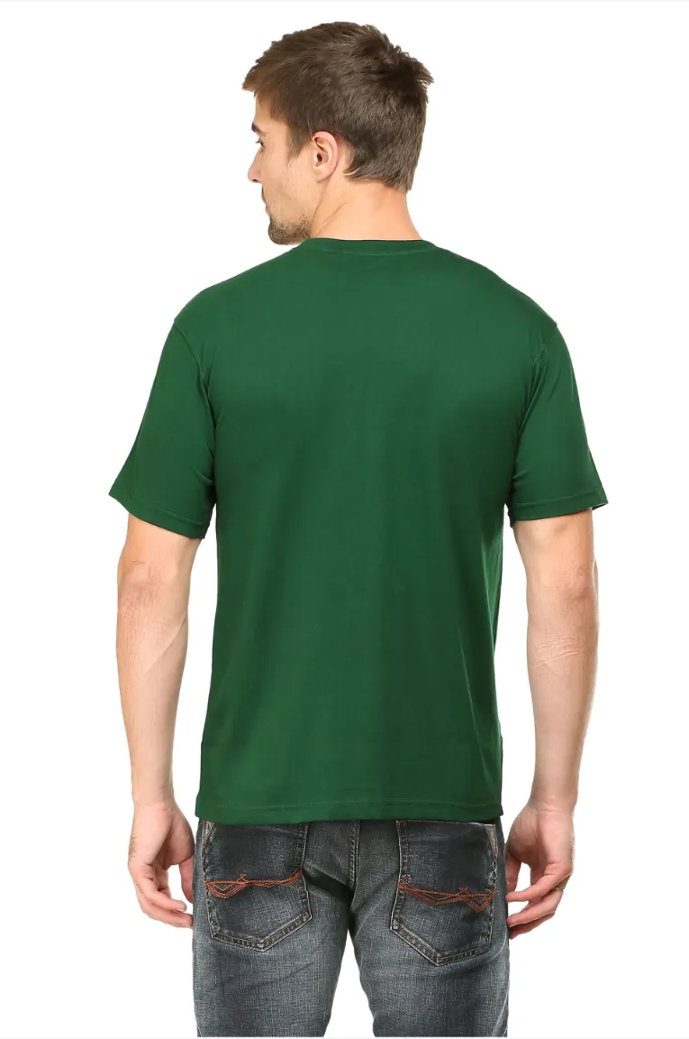 Men In Bottle Green T-shirt Back View