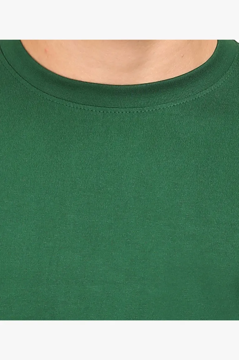 Fabric Of Bottle Green Color Combed Cotton T-shirt