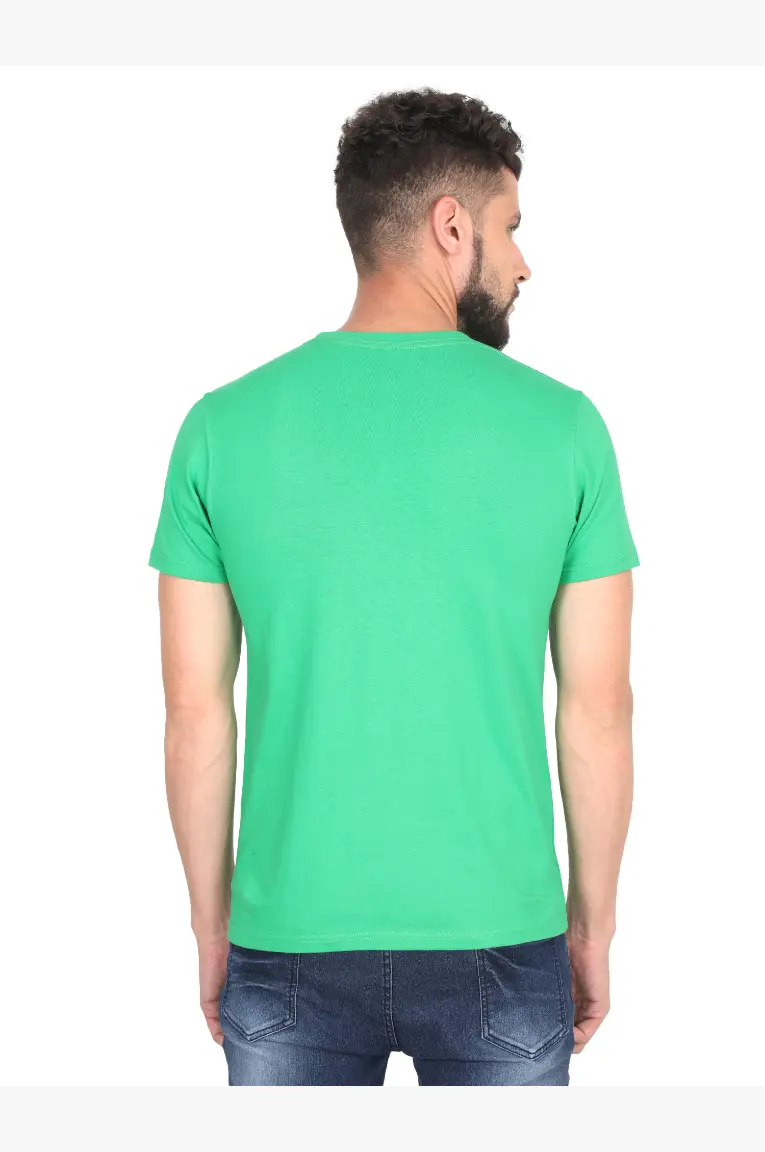 Men Round Neck Plain Cotton T-Shirt Flag Green - Image 5
