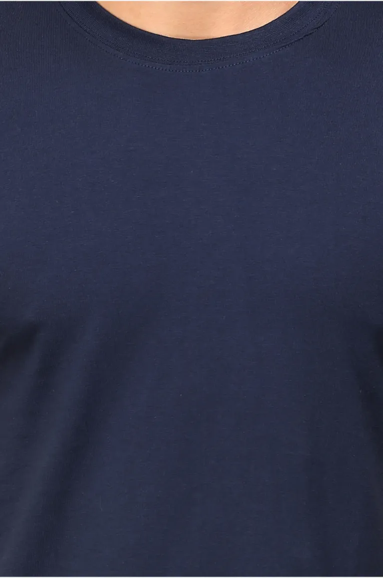 combed soft cotton fabric of navy blue t-shirt