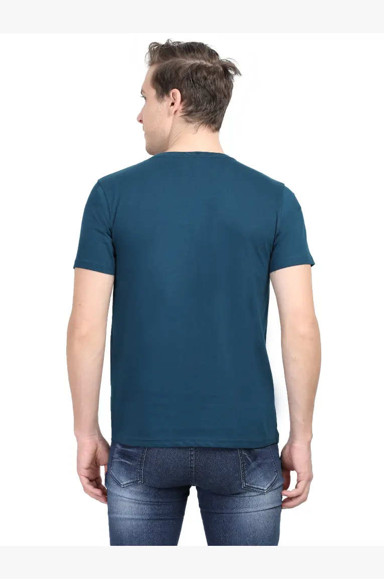 back view of petrol blue t-shirt