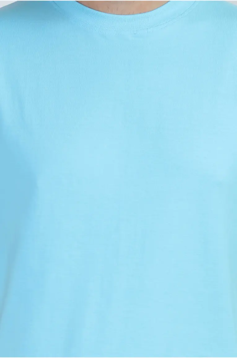 super combed cotton fabric material of sky blue color t-shirt