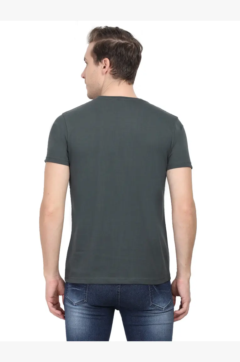 back view of T-Shirt Steel Grey color
