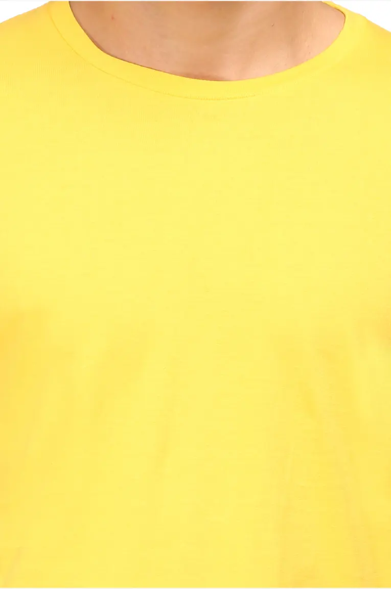 combed cotton fabric of men yellow t-shirt