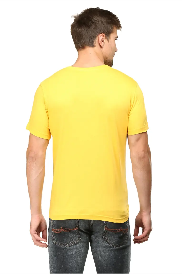 men yellow t-shirt back