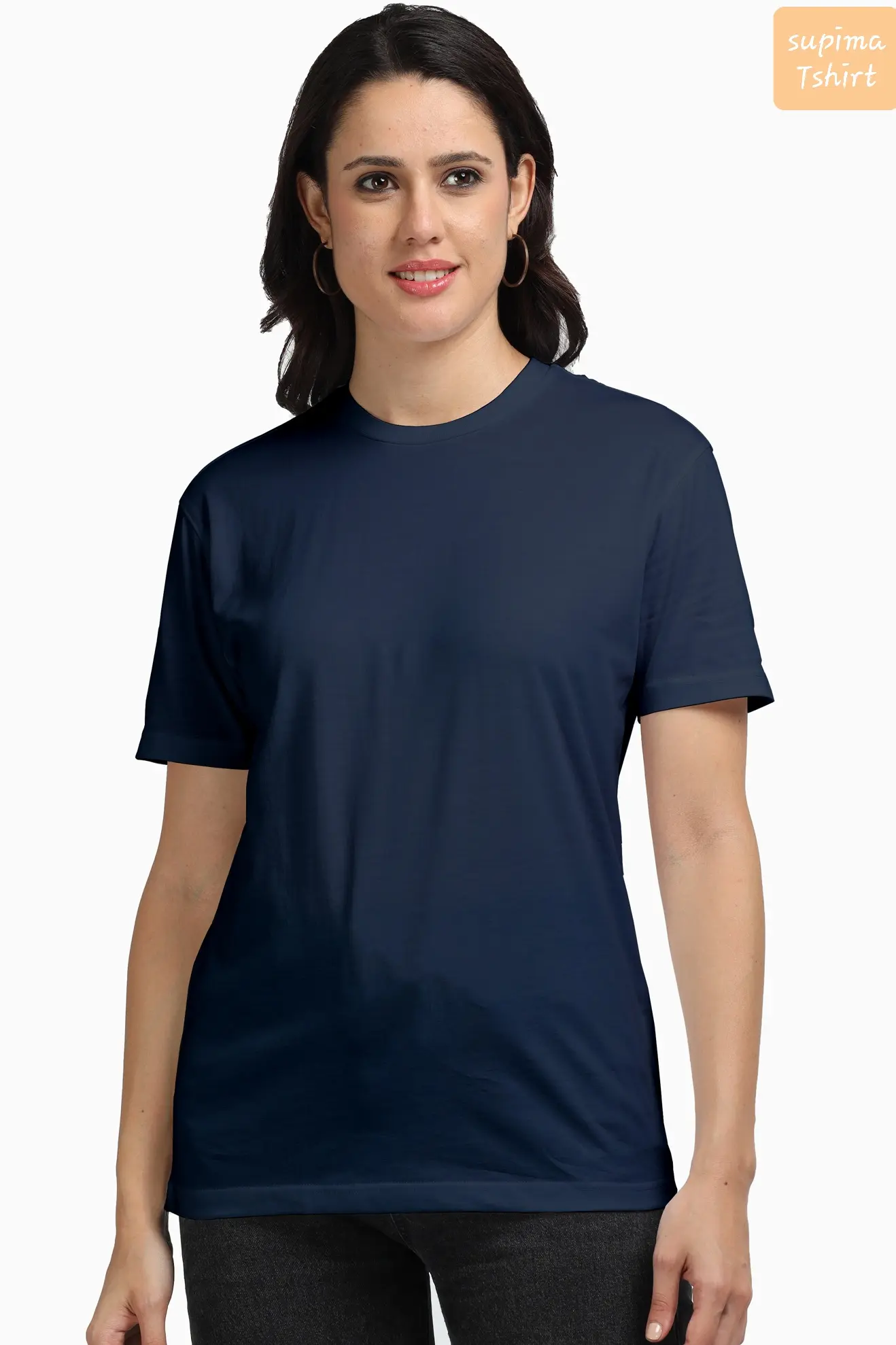 Unisex Supima T-shirt Navy Blue - Image 4