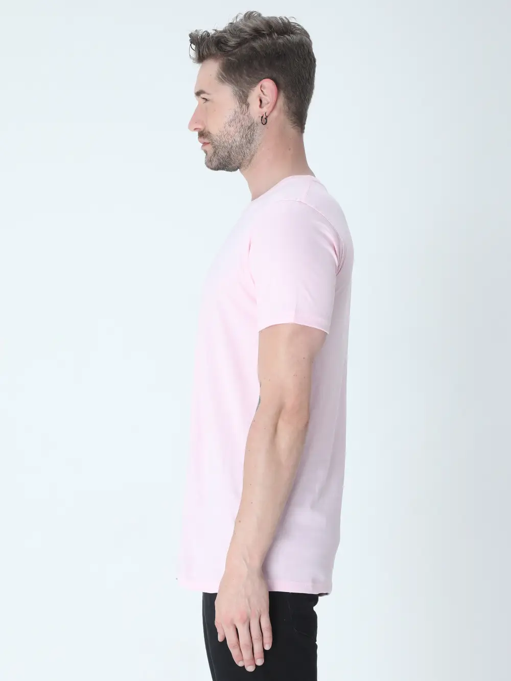 Left Sleeve Fitting Of Pink T-shirt