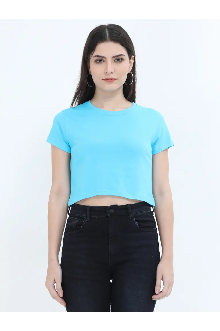 Women Crop Top Sky Blue
