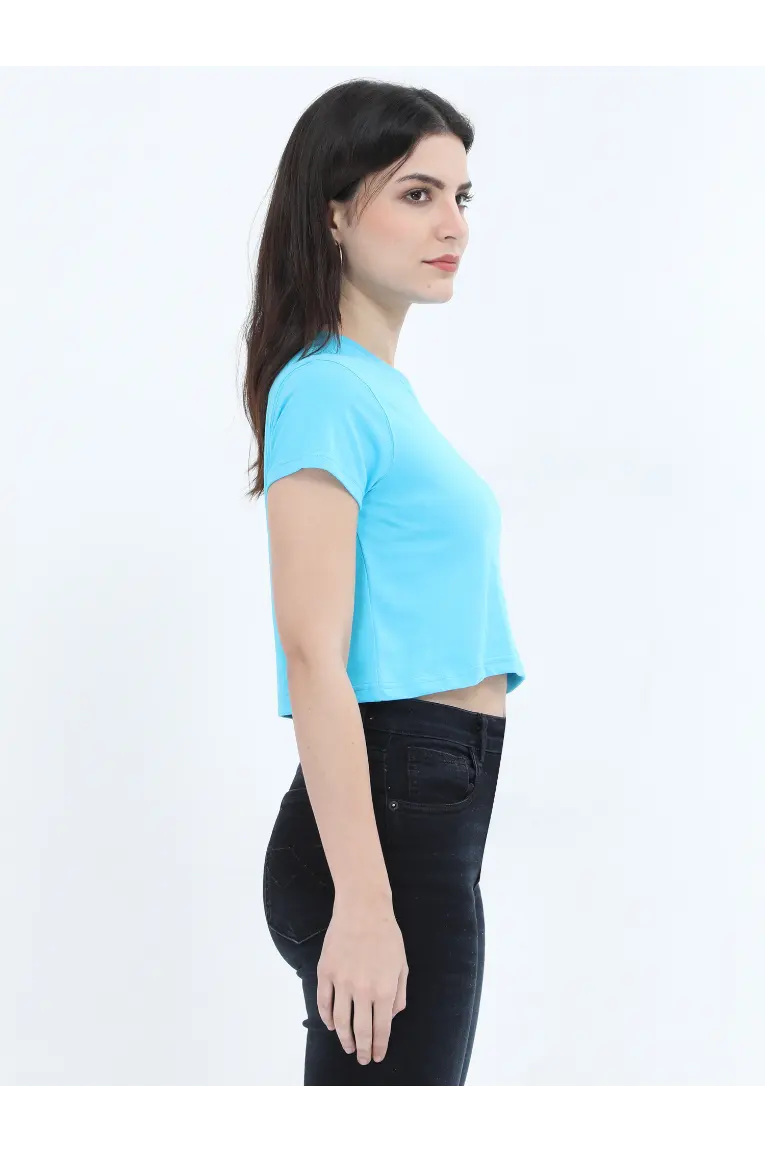 Women Crop Top Sky Blue - Image 2