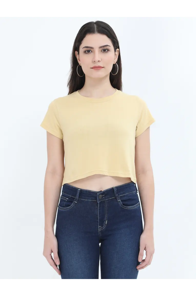 Women Crop Top Beige