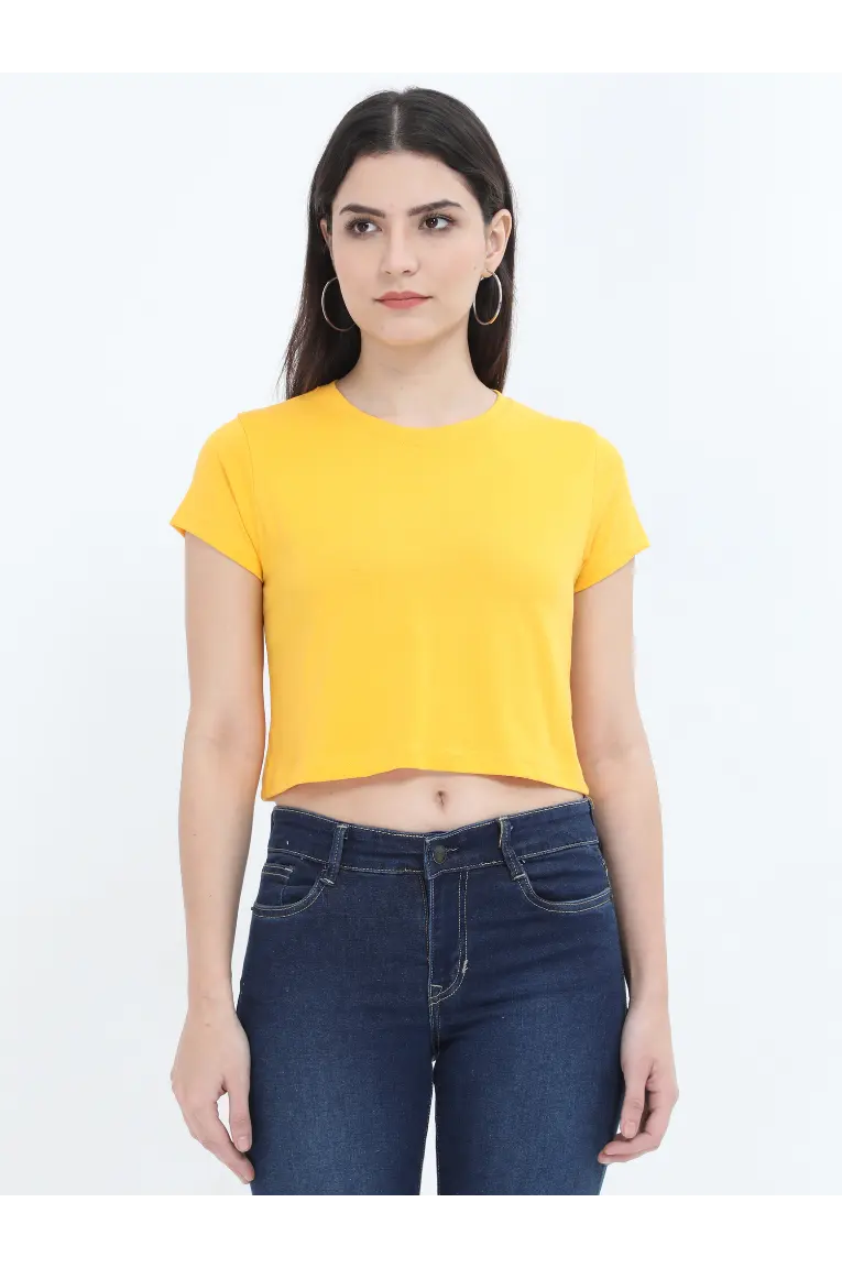 Women Crop Top Golden Yellow