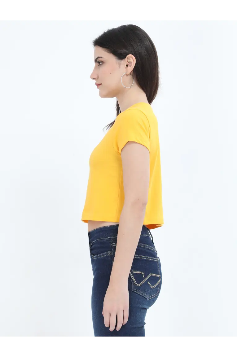 Women Crop Top Golden Yellow - Image 2