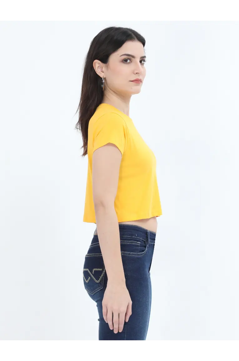 Women Crop Top Golden Yellow - Image 4