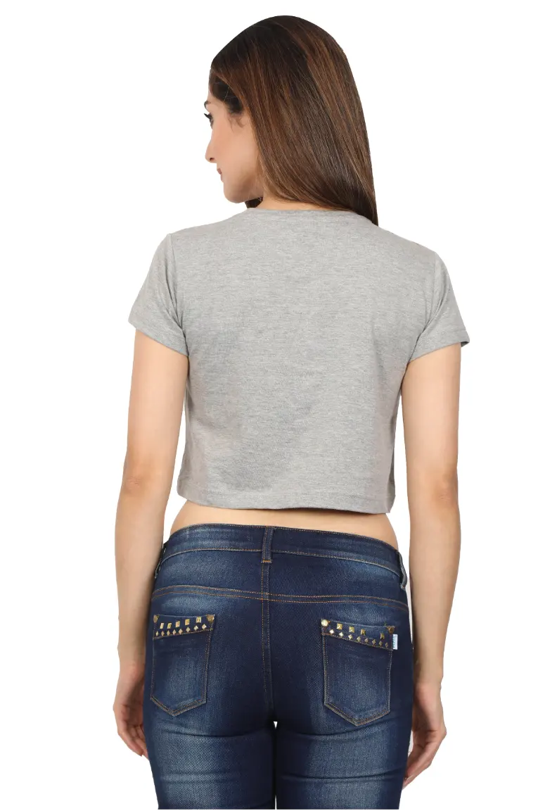 Women Crop Top Grey Melange - Image 5