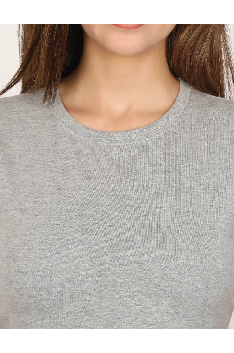 Women Crop Top Grey Melange - Image 4