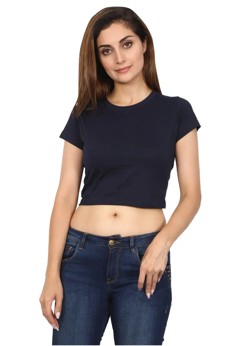 Women Crop Top Navy Blue