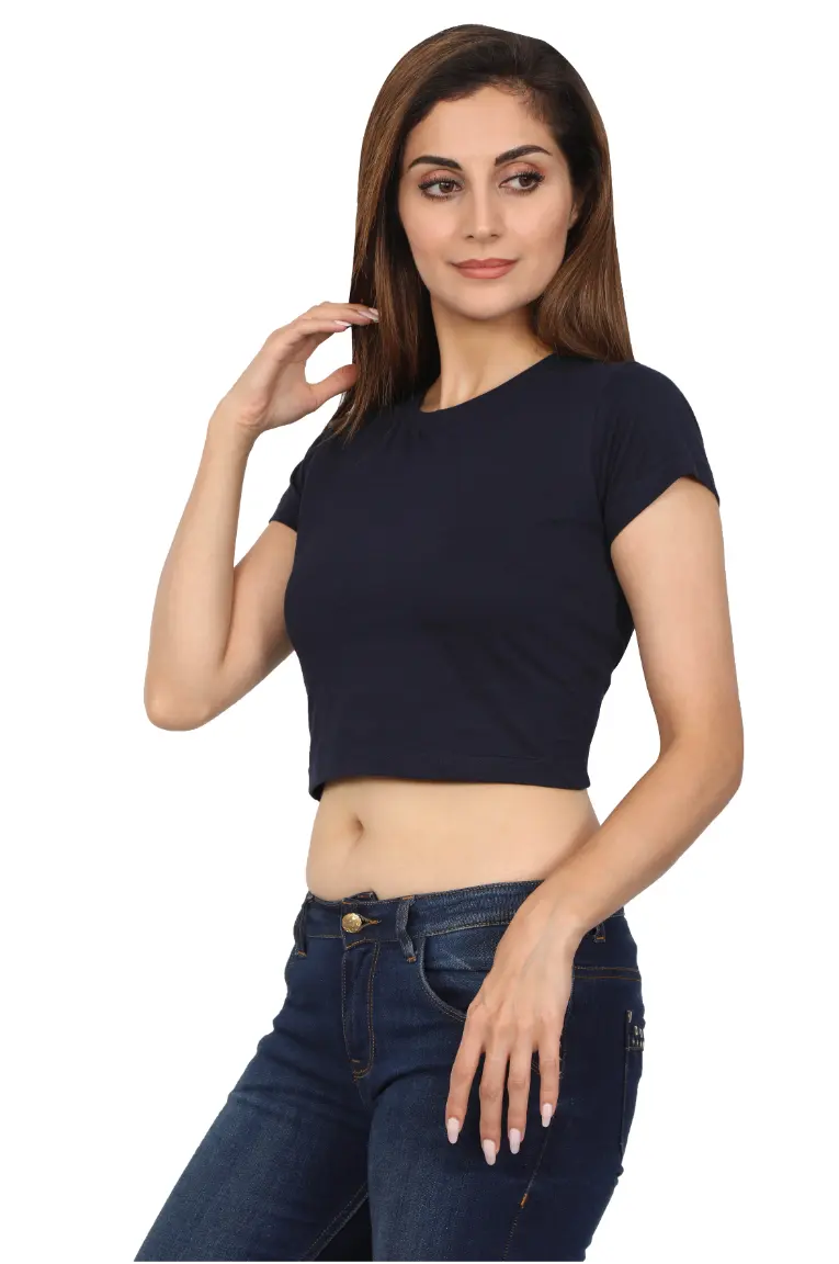 Women Crop Top Navy Blue - Image 2
