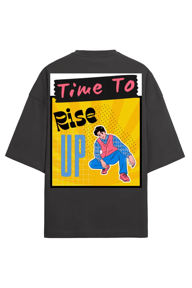 Time To Rise Unisex Oversized Terry T-shirt Black