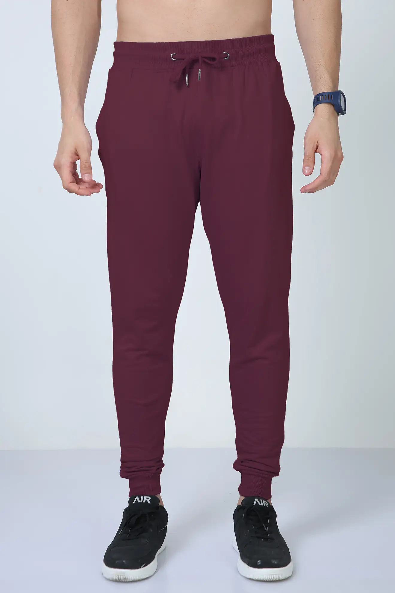 Plain Maroon Cotton Joggers Track Pant