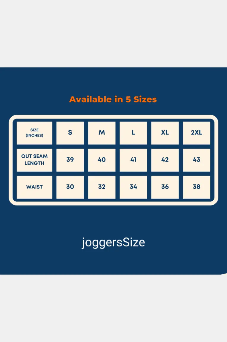 Joggers Pant Size Chart
