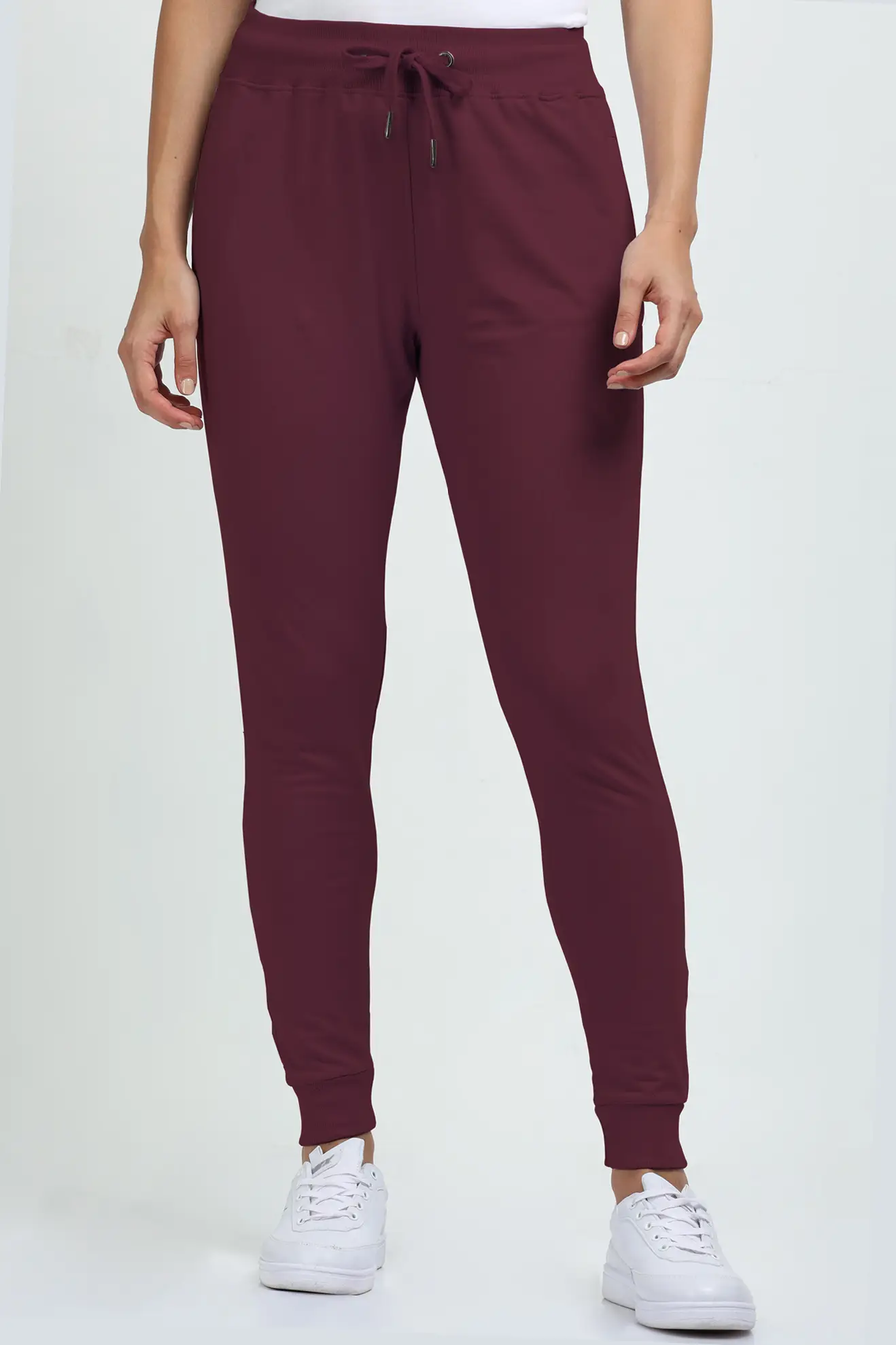 Plain Maroon Cotton Joggers Track Pant - Image 8