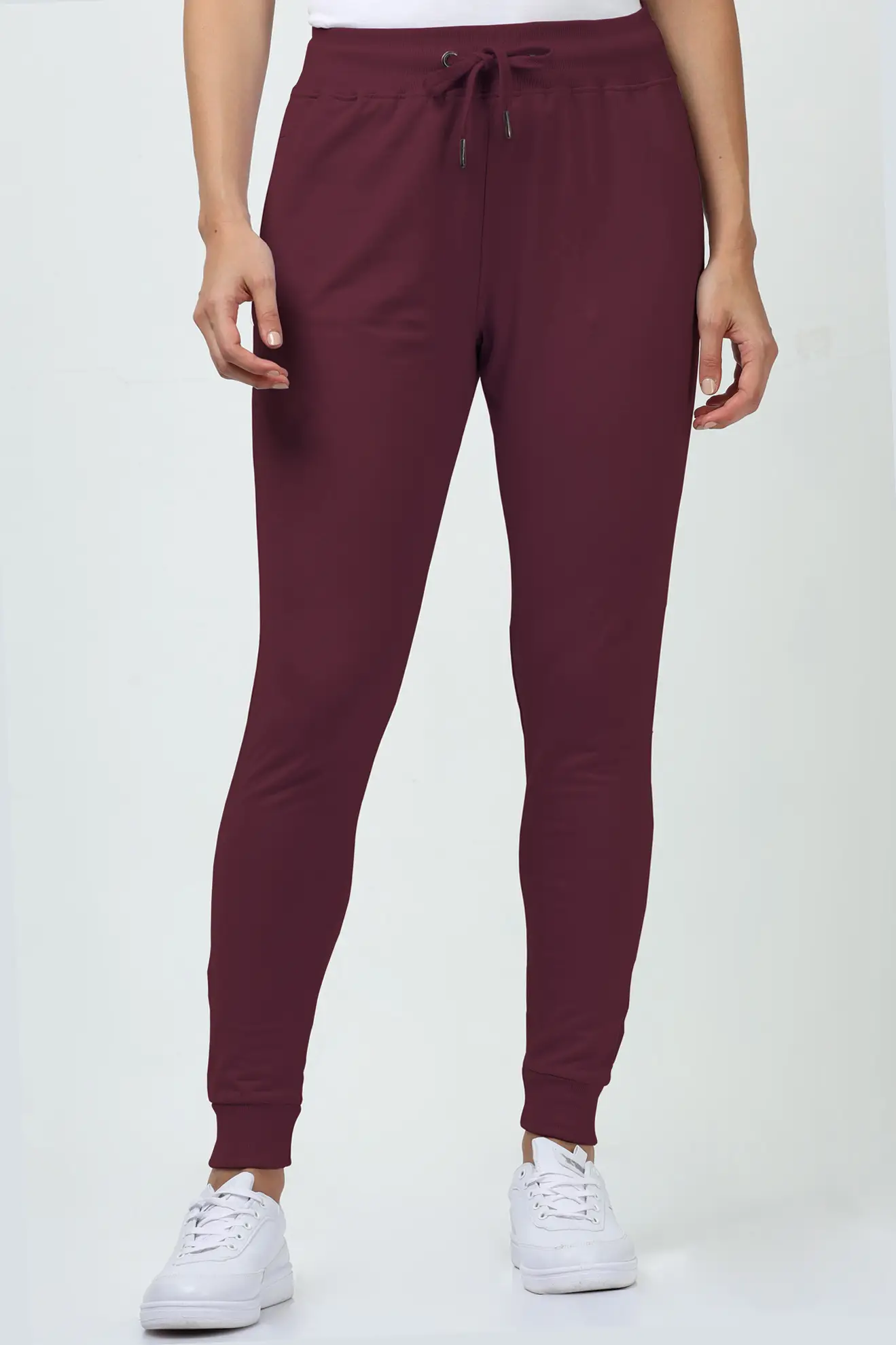 Plain Maroon Cotton Joggers Track Pant - Image 3