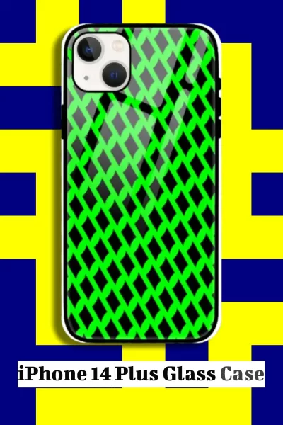 Green Black iPhone 14 Plus Back Cover Mobile Glass Case