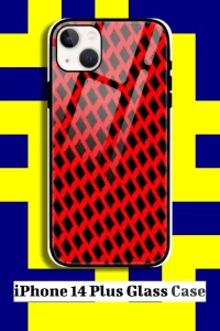 Red Black iPhone 14 Plus Back Cover Mobile Glass Case