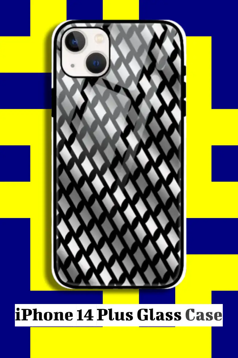 Silver Color iPhone 14 Plus Back Cover Mobile Glass Case - Image 1