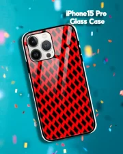 Red Black iPhone 15 Pro Mobile Back Cover Glass Case