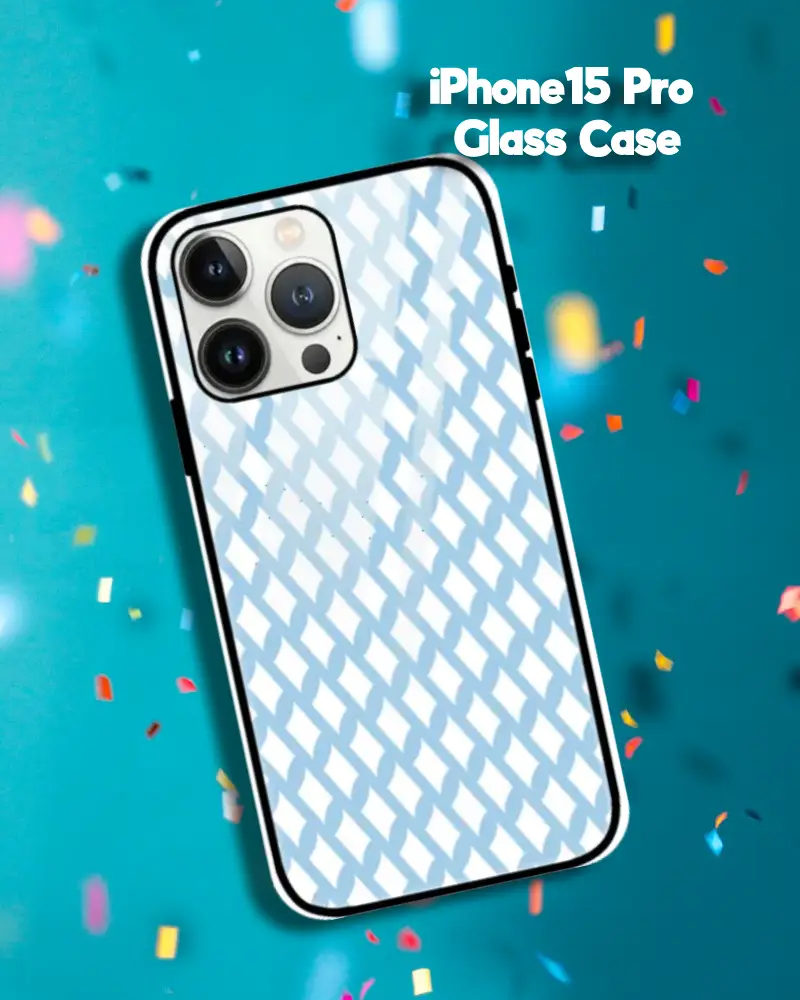 Sky Blue iPhone 15 Pro Mobile Back Cover Glass Case - Image 1