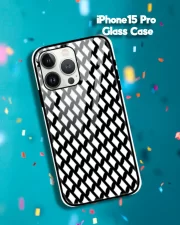 Black White iPhone 15 Pro Mobile Back Cover Glass Case