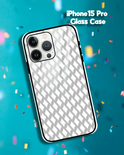 Grey iPhone 15 Pro Mobile Back Cover Glass Case
